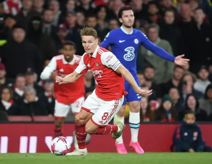 Framed Print : Arsenal vs. Chelsea: Martin Odegaard Faces Off in the 2022-23 Premier League Showdown Framed Print : Arsenal vs. Chelsea: Martin Odegaard Faces Off in the 2022-23 Premier League Showdown