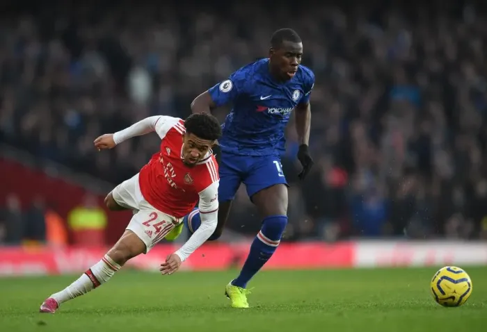 Framed Print : Arsenal vs. Chelsea: Nelson Fouls by Zouma in Intense Premier League Clash (2019-20)