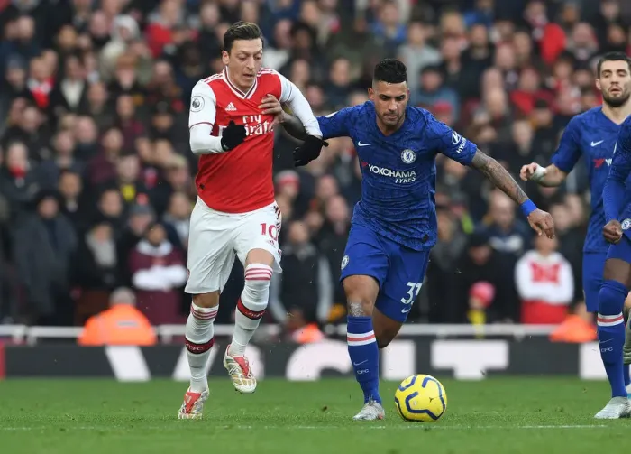 Framed Print : Arsenal vs. Chelsea: Ozil vs. Emerson Clash in the Premier League Framed Print : Arsenal vs. Chelsea: Ozil vs. Emerson Clash in the Premier League