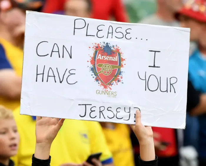 Framed Print : Arsenal vs. Chelsea: Passionate Arsenal Fan at the International Champions Cup 2018 in Dublin