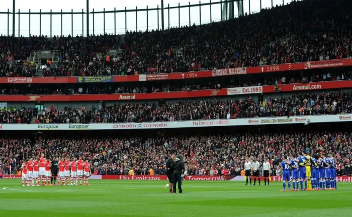 Framed Print : Arsenal vs. Chelsea: Premier League Showdown - A Moment of Silence for Bradford Fire Victims (April 2015) Framed Print : Arsenal vs. Chelsea: Premier League Showdown - A Moment of Silence for Bradford Fire Victims (April 2015)