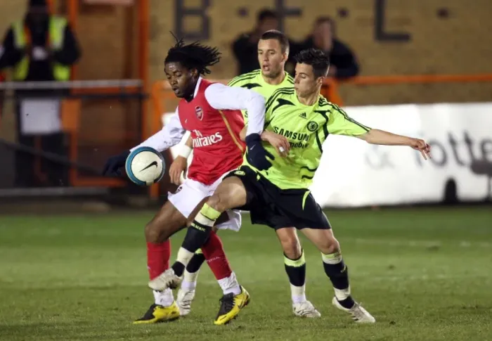 Framed Print : Arsenal vs. Chelsea Reserves: Alex Song and Jimmy Smith vs. Sergio Tejera Rodriguez - 1:1 Stalemate, Barclays Premier Reserve League, Underhill, Barnet, 25 / 3 / 08 Framed Print : Arsenal vs. Chelsea Reserves: Alex Song and Jimmy Smith vs. Sergio Tejera Rodriguez - 1:1 Stalemate, Barclays Premier Reserve League, Underhill, Barnet, 25 / 3 / 08