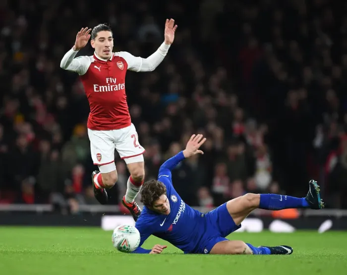 Framed Print : Arsenal vs Chelsea Showdown: Bellerin vs Alonso in Carabao Cup Semi-Final Clash