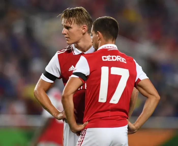 Framed Print : Arsenal vs. Chelsea: A Star-Studded Clash in the Florida Cup 2022-23 - Odegaard vs. Cedric