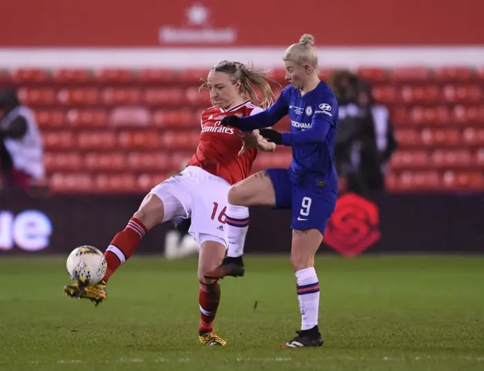 Framed Print : Arsenal vs. Chelsea: A Tense Battle - FA Womens Continental League Cup Final