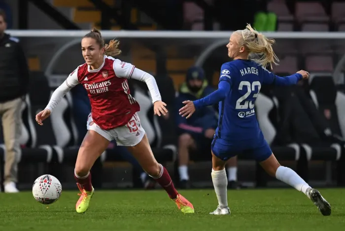 Framed Print : Arsenal vs Chelsea: Women's Super League Clash - Lia Walti vs Pernille Harder Battle