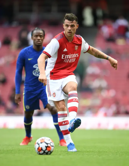 Framed Print : Arsenal vs Chelsea: Xhaka's Determination in the Mind of the Game (Pre-Season Friendly 2021-22) Framed Print : Arsenal vs Chelsea: Xhaka's Determination in the Mind of the Game (Pre-Season Friendly 2021-22)