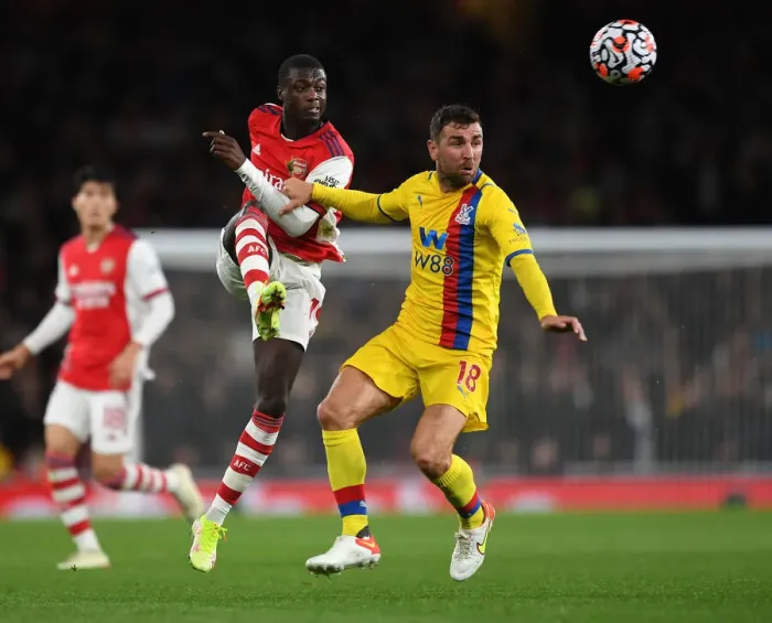 Framed Print : Arsenal vs Crystal Palace: Pepe Under Pressure in Premier League Clash