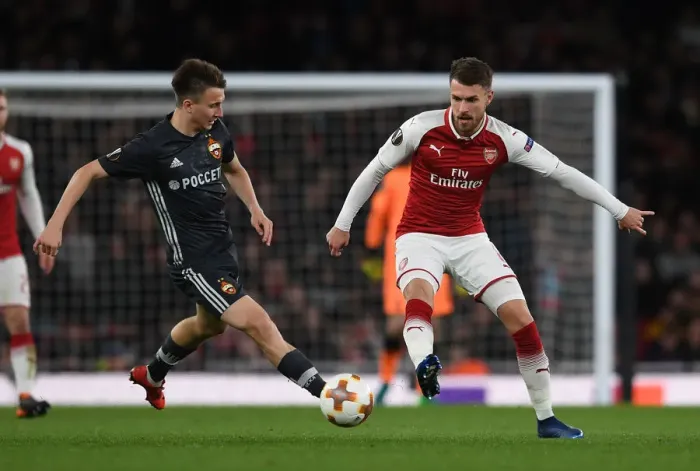 Framed Print : Arsenal vs CSKA Moskva: Ramsey vs Golovin Battle in Europa League Quarterfinal