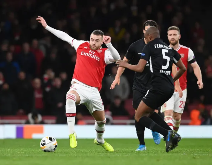 Framed Print : Arsenal vs Eintracht Frankfurt: A Battle between Chambers and Fernandes in the UEFA Europa League