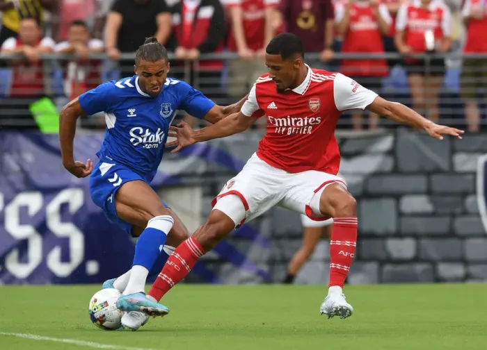 Framed Print : Arsenal vs Everton: Saliba vs Calvert-Lewin - Pre-Season Clash in Baltimore Framed Print : Arsenal vs Everton: Saliba vs Calvert-Lewin - Pre-Season Clash in Baltimore