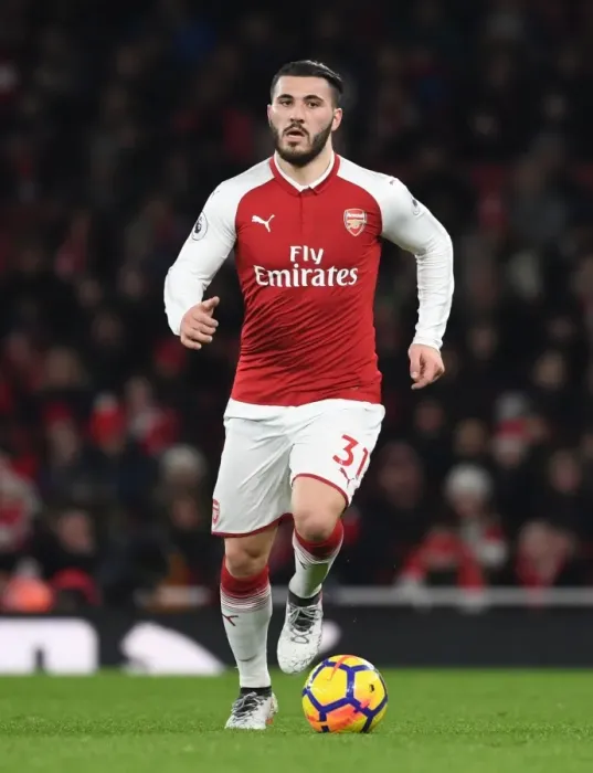 Framed Print : Arsenal vs. Everton: Sead Kolasinac in Action at the Emirates Stadium, Premier League 2017-18