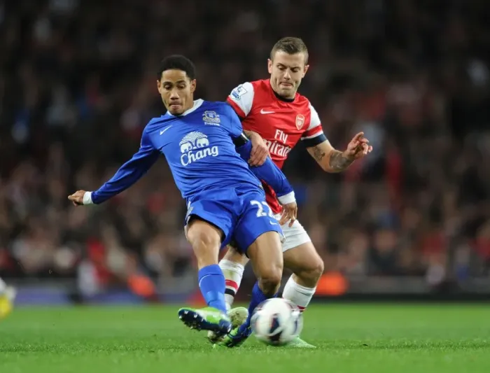 Framed Print : Arsenal vs. Everton: Wilshere vs. Pienaar in Intense Premier League Clash