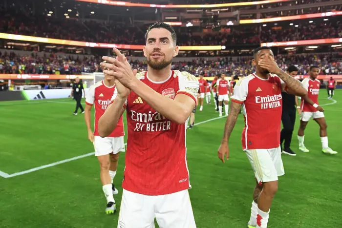 Framed Print : Arsenal vs. FC Barcelona: Jorginho's Farewell Applause in Pre-Season Friendly at SoFi Stadium (2023) Framed Print : Arsenal vs. FC Barcelona: Jorginho's Farewell Applause in Pre-Season Friendly at SoFi Stadium (2023)