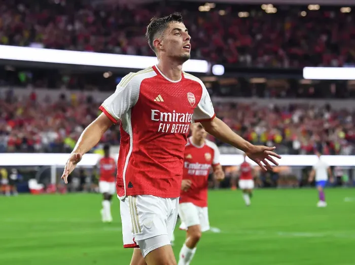 Framed Print : Arsenal vs. FC Barcelona: Kai Havertz Scores in Pre-Season Thriller at SoFi Stadium (2023-24)