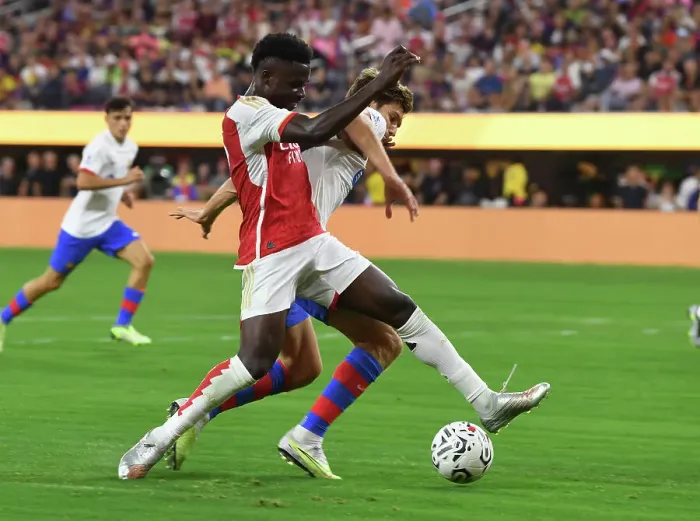 Framed Print : Arsenal vs. FC Barcelona: Pre-Season Clash at SoFi Stadium (2023) Framed Print : Arsenal vs. FC Barcelona: Pre-Season Clash at SoFi Stadium (2023)