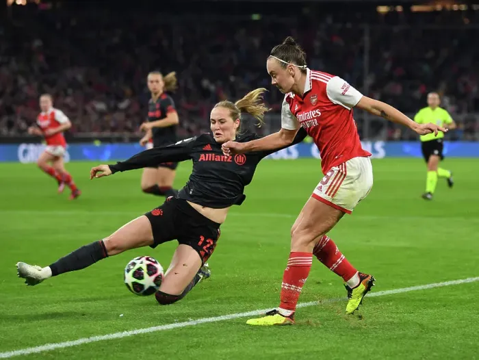 Framed Print : Arsenal vs. FC Bayern Munchen: UEFA Women's Champions League Quarter-Final 1st Leg