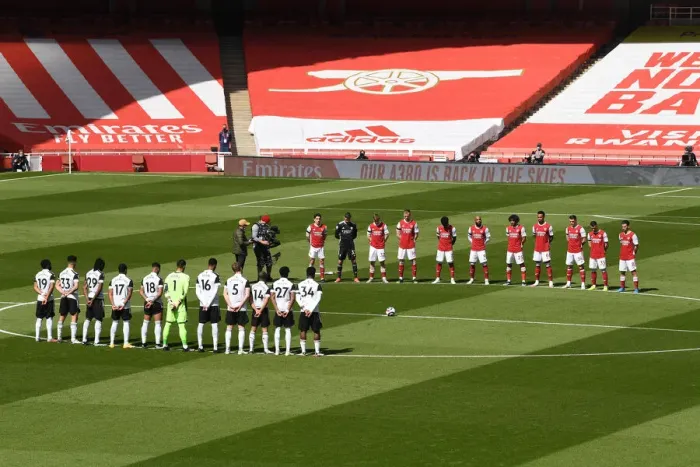 Framed Print : Arsenal vs Fulham: Silence for Prince Philip at Empty Emirates Stadium, April 2021 Framed Print : Arsenal vs Fulham: Silence for Prince Philip at Empty Emirates Stadium, April 2021
