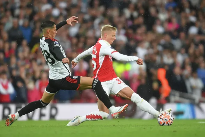 Framed Print : Arsenal vs. Fulham: Zinchenko Faces Off in Premier League Clash (2023-24) Framed Print : Arsenal vs. Fulham: Zinchenko Faces Off in Premier League Clash (2023-24)