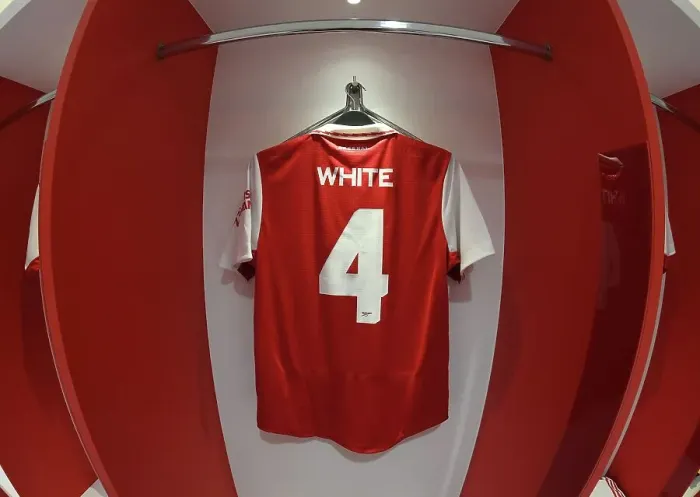 Framed Print : Arsenal vs Juventus: Ben White's Emirates Stadium Changing Room - Pre-Match Scene (2022-23)