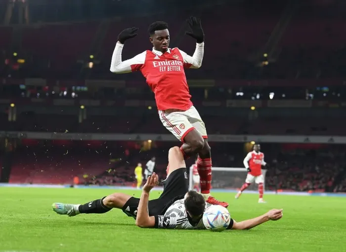 Framed Print : Arsenal vs Juventus: Eddie Nketiah at Emirates Stadium (2022-23)