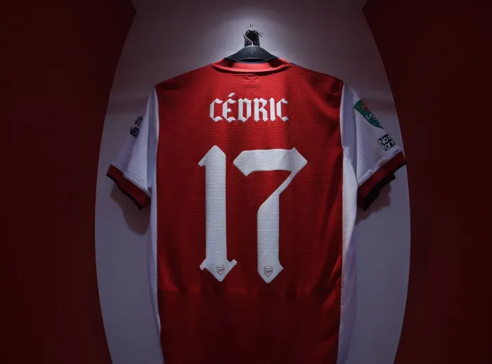 Framed Print : Arsenal vs Leeds United: Cedric's Pre-Match Preparation in the Emirates Changing Room (Carabao Cup 2021-22)