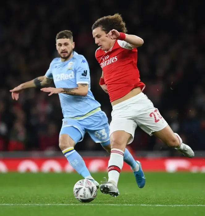 Framed Print : Arsenal vs Leeds United: David Luiz Clashes with Mateusz Klich in FA Cup Showdown Framed Print : Arsenal vs Leeds United: David Luiz Clashes with Mateusz Klich in FA Cup Showdown