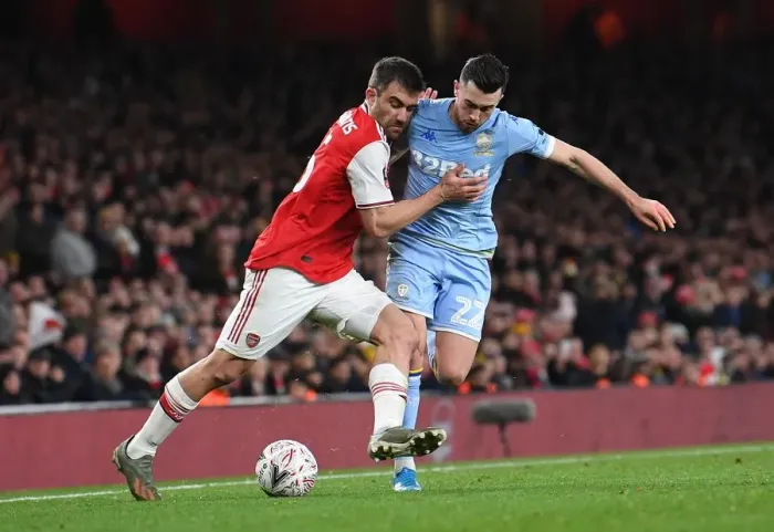 Framed Print : Arsenal vs Leeds United: A FA Cup Battle - Sokratis vs Harrison Framed Print : Arsenal vs Leeds United: A FA Cup Battle - Sokratis vs Harrison