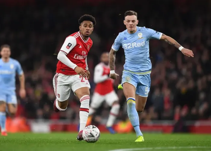 Framed Print : Arsenal vs Leeds United: FA Cup Clash - Reiss Nelson vs Ben White Duel