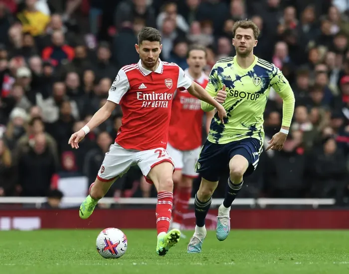 Framed Print : Arsenal vs Leeds United: Jorginho vs Bamford - Intense Battle in the Premier League