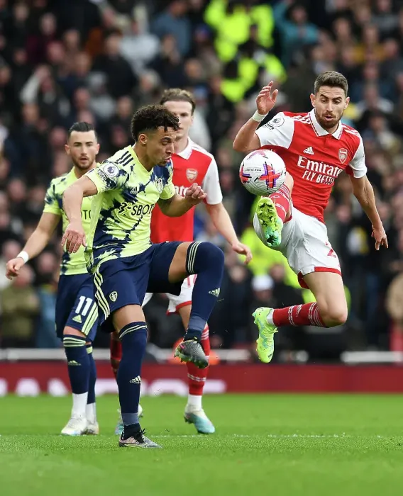 Framed Print : Arsenal vs Leeds United: Jorginho's Battle for Possession in the Premier League Framed Print : Arsenal vs Leeds United: Jorginho's Battle for Possession in the Premier League