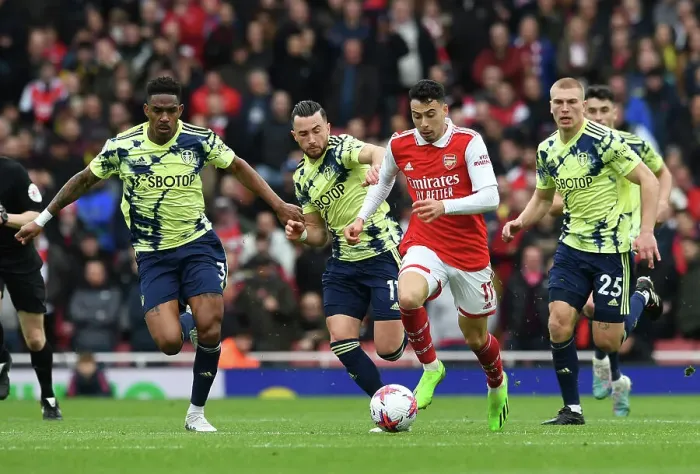 Framed Print : Arsenal vs Leeds United: Martinelli Takes on Harrison and Firpo in Premier League Showdown Framed Print : Arsenal vs Leeds United: Martinelli Takes on Harrison and Firpo in Premier League Showdown