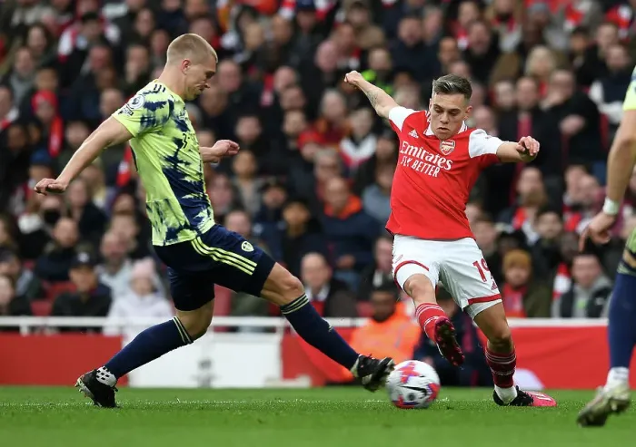 Framed Print : Arsenal vs Leeds United: Trossard vs Kristensen - Premier League Clash at Emirates Stadium