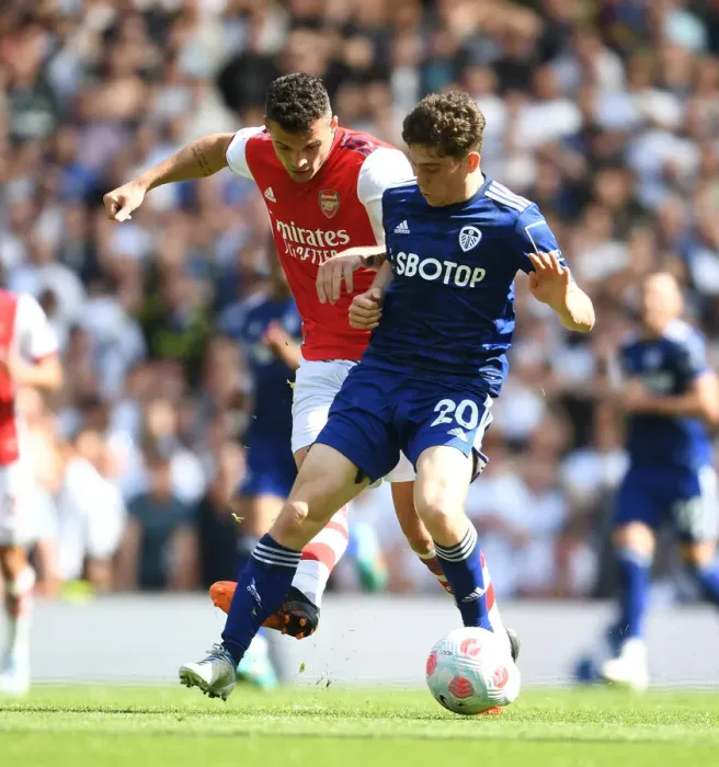 Framed Print : Arsenal vs Leeds United: Xhaka vs James Clash in Intense Premier League Showdown