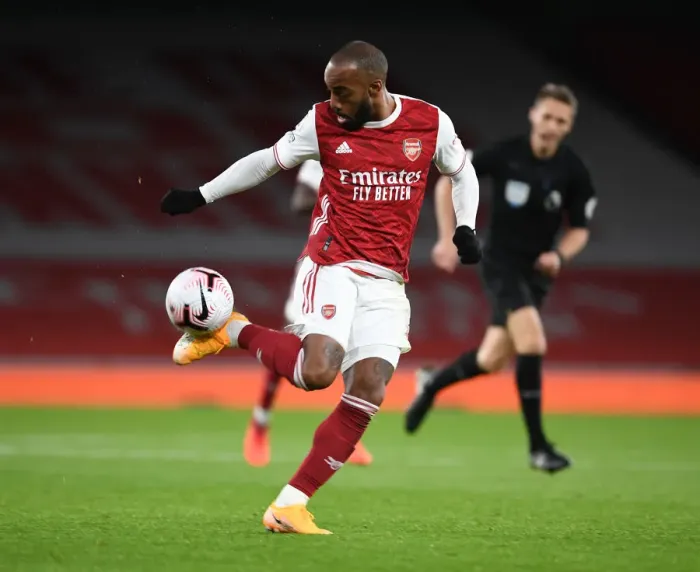 Framed Print : Arsenal vs Leicester City: Alex Lacazette at Emirates Stadium during the 2020-21 Premier League Match (Behind Closed Doors) Framed Print : Arsenal vs Leicester City: Alex Lacazette at Emirates Stadium during the 2020-21 Premier League Match (Behind Closed Doors)