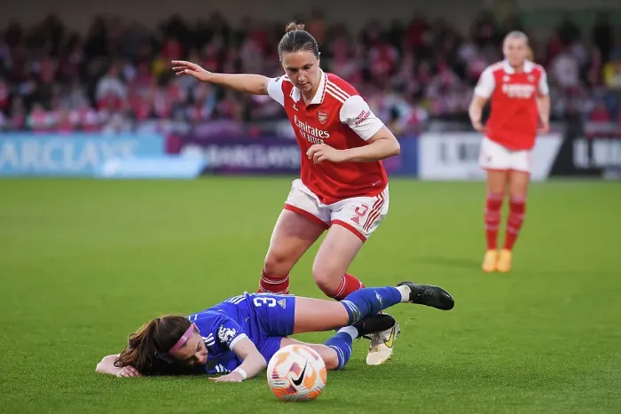 Framed Print : Arsenal vs Leicester City: A Battle for Possession in the FA Women's Super League
