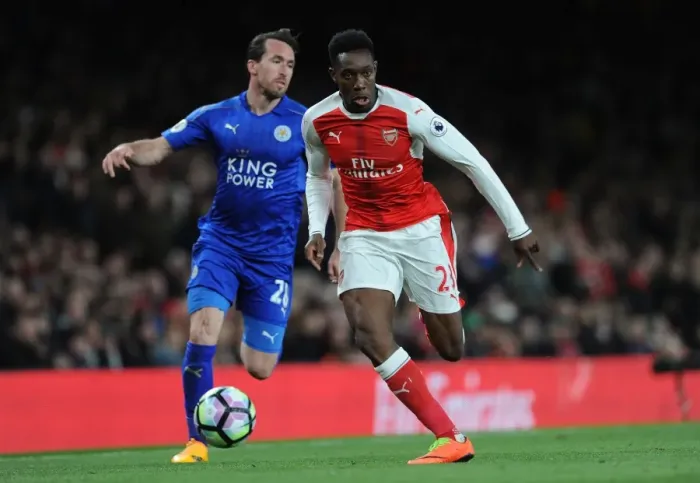 Framed Print : Arsenal vs Leicester City: A Battle Between Welbeck and Fuchs