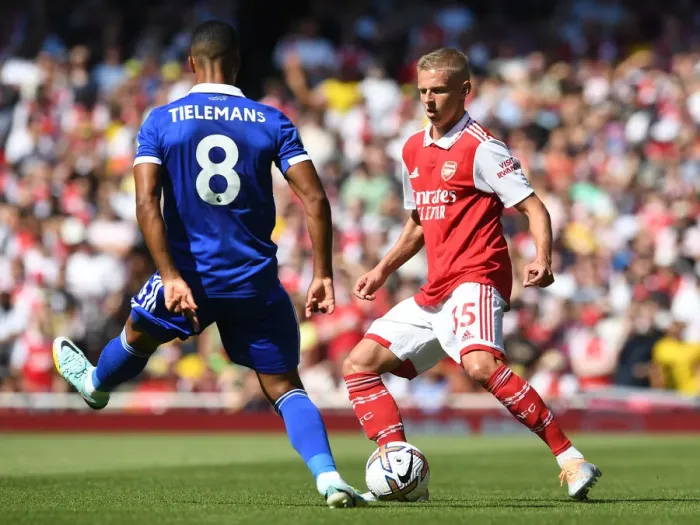 Framed Print : Arsenal vs Leicester City: Clash at Emirates Stadium - Zinchenko vs Tielemans