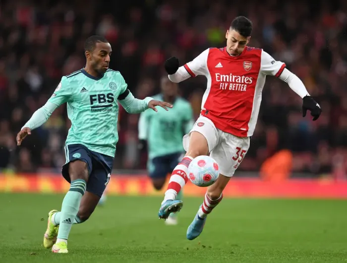 Framed Print : Arsenal vs Leicester City: Gabriel Martinelli vs Ricardo Pereira Clash in Premier League Showdown