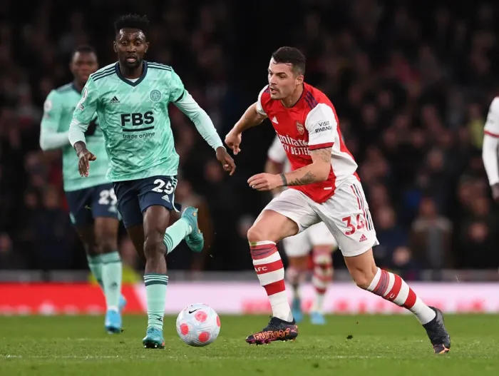 Framed Print : Arsenal vs Leicester City: Granit Xhaka Under Pressure