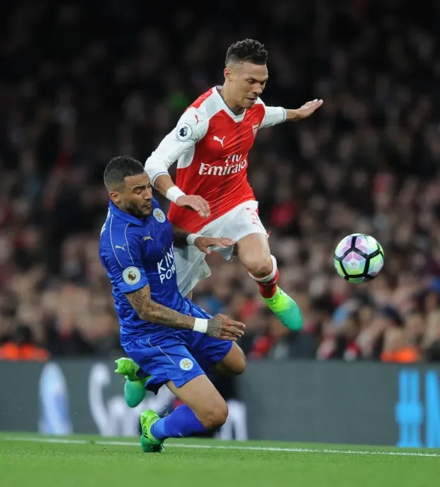 Framed Print : Arsenal vs. Leicester City: Intense Battle Between Kieran Gibbs and Danny Simpson (Premier League, 2016-17) Framed Print : Arsenal vs. Leicester City: Intense Battle Between Kieran Gibbs and Danny Simpson (Premier League, 2016-17)