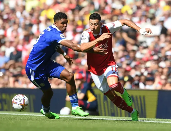 Framed Print : Arsenal vs Leicester City: Martinelli vs Fofana Clash in 2022-23 Premier League Framed Print : Arsenal vs Leicester City: Martinelli vs Fofana Clash in 2022-23 Premier League