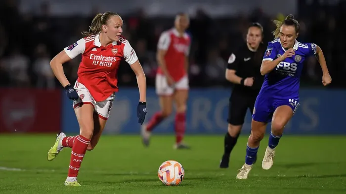 Framed Print : Arsenal vs Leicester City: Tense Battle in FA Women's Super League Framed Print : Arsenal vs Leicester City: Tense Battle in FA Women's Super League
