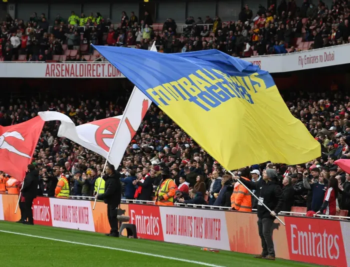 Framed Print : Arsenal vs. Leicester City: Ukraine Solidarity at Emirates Stadium, 2022 Framed Print : Arsenal vs. Leicester City: Ukraine Solidarity at Emirates Stadium, 2022