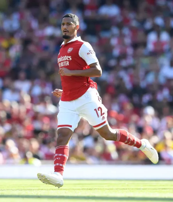Framed Print : Arsenal vs Leicester City: William Saliba in Action - Premier League 2022-23