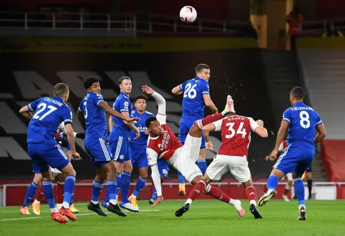 Framed Print : Arsenal vs Leicester: Magalhaes Volleys Amid Empty Emirates Stadium, Premier League 2020-21 Framed Print : Arsenal vs Leicester: Magalhaes Volleys Amid Empty Emirates Stadium, Premier League 2020-21