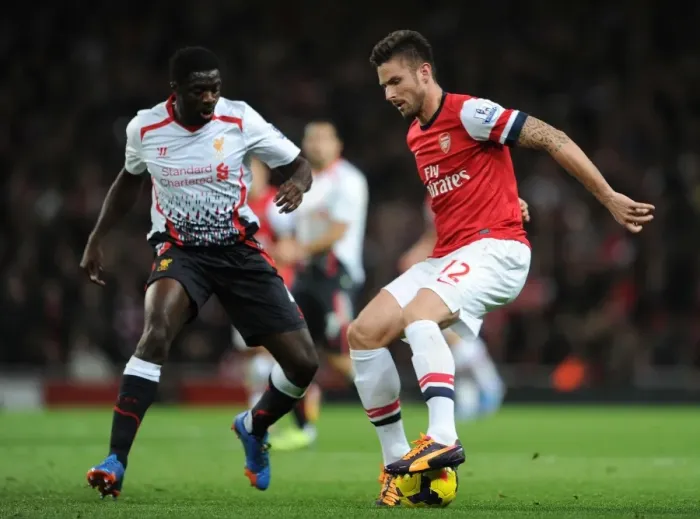 Framed Print : Arsenal vs. Liverpool: A Battle of Gioud and Toure (2013-14)