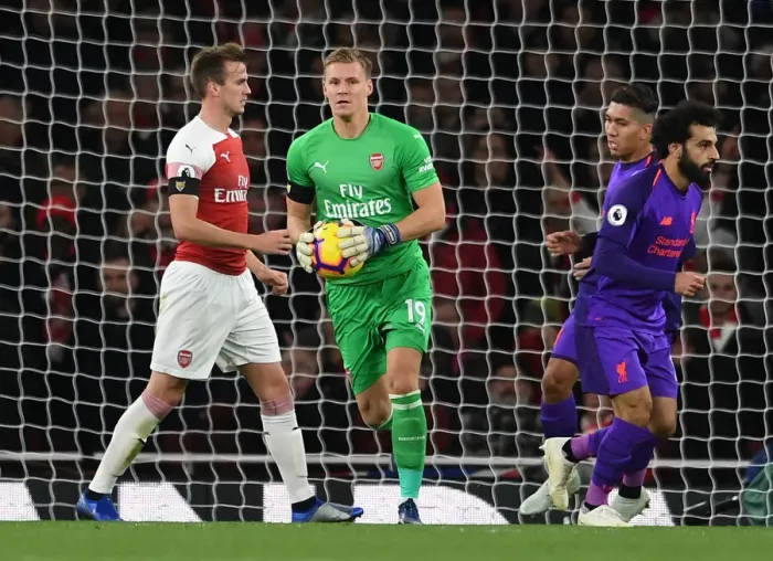 Framed Print : Arsenal vs Liverpool: Bernd Leno in Action at the Emirates Stadium