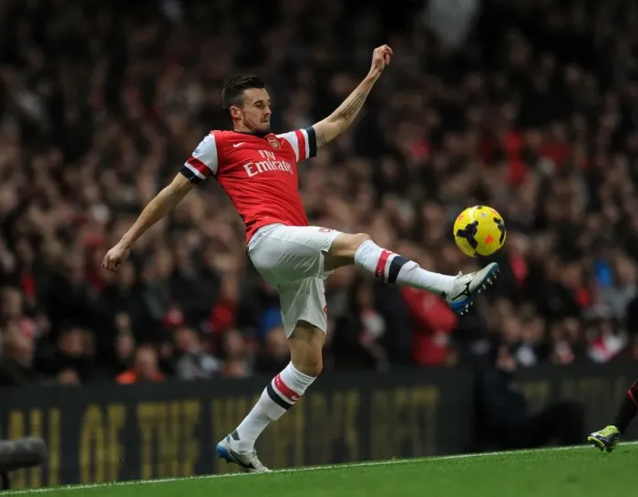 Framed Print : Arsenal vs Liverpool: Carl Jenkinson in Action, 2013-14 Premier League