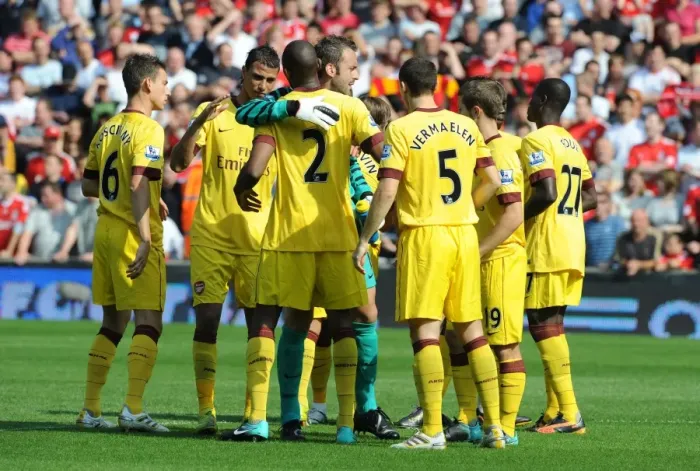 Framed Print : Arsenal vs. Liverpool: The Clash - Arsenal Player Line-up, Barclays Premier League, Anfield, 15 / 8 / 2010
